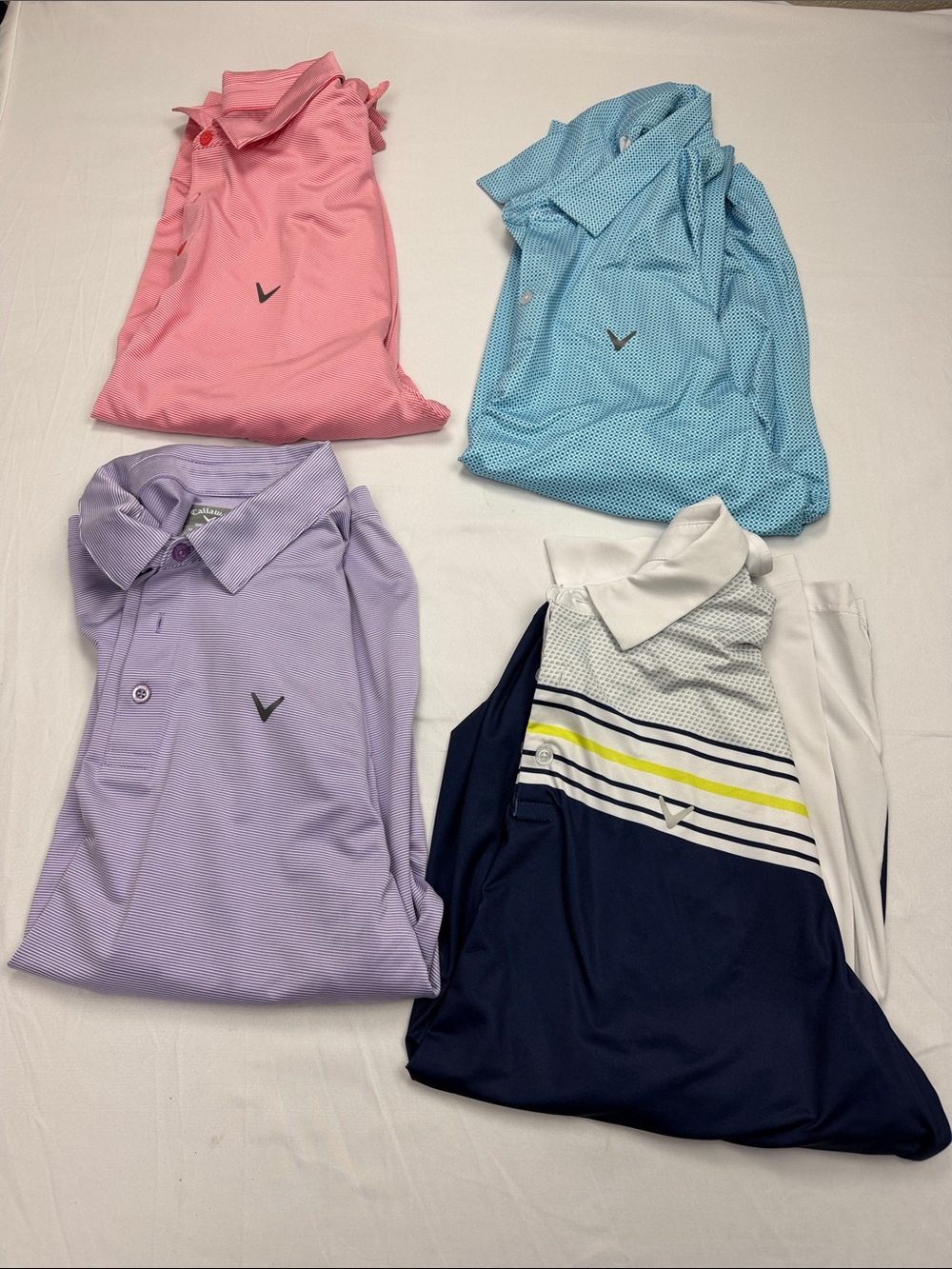 Callaway Men's Polo Bundle of 4 - Pink, Blue, Lavender, Navy/White